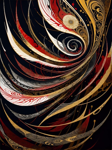 Foto di un vivace dipinto a spirale su uno sfondo nero