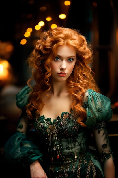Foto di una bella donna dai capelli rossi con gli occhi chiari