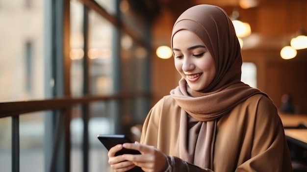 Foto di una bella donna musulmana asiatica che sorride