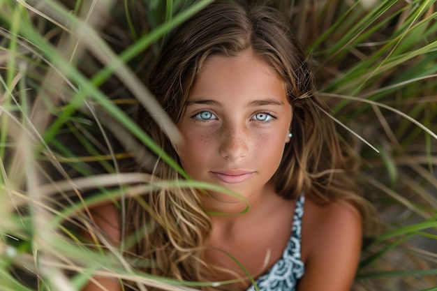 Foto di una bella e carina adolescente con IA generativa