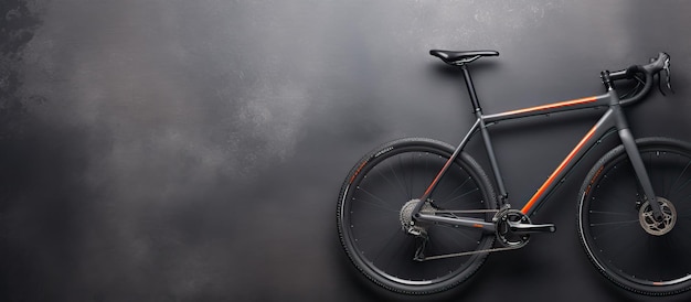 Foto di una bicicletta nera su una superficie liscia con spazio di copia