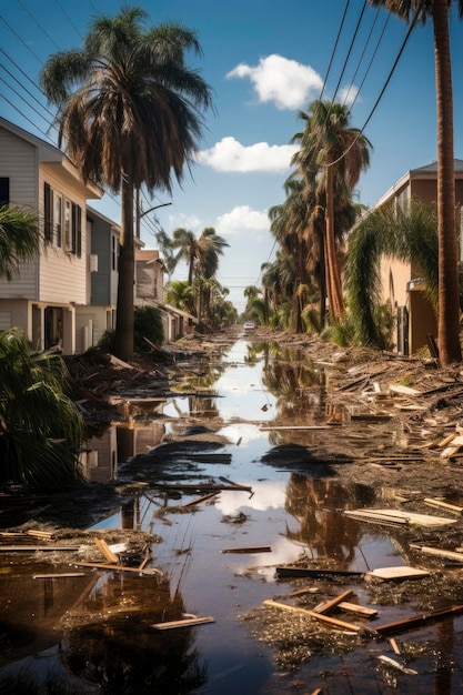 Foto di una città danneggiata da un disastro