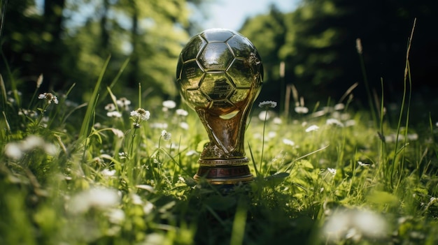 Foto di una coppa d'oro di calcio