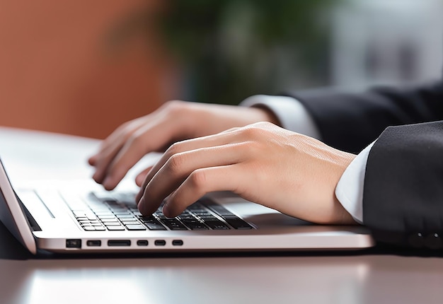 Foto di una donna che tiene le dita sulla tastiera del computer durante la digitazione