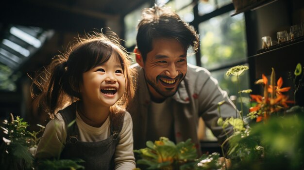 Foto di una famiglia che si diverte