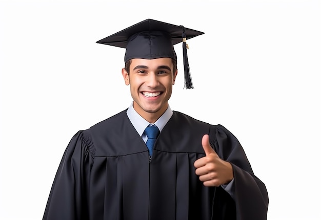 Foto di una felice squadra di laureati con cappello di laurea e diploma