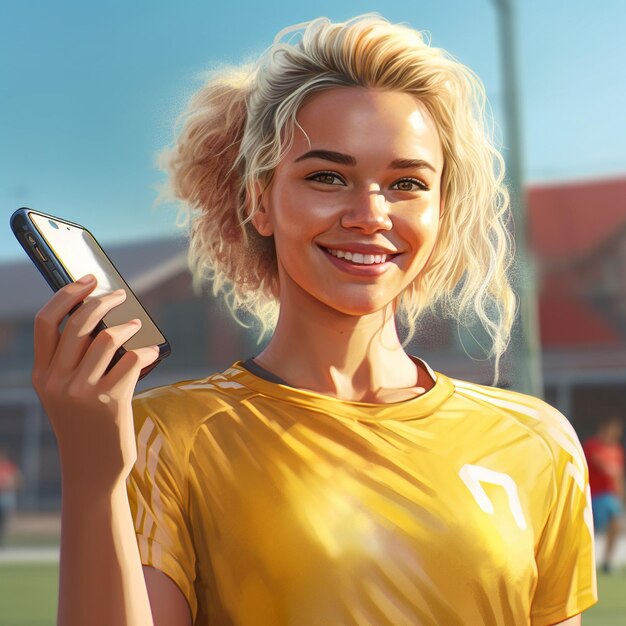 Foto di una giocatrice di calcio femminile che calcia la palla allenandosi in azione e in movimento