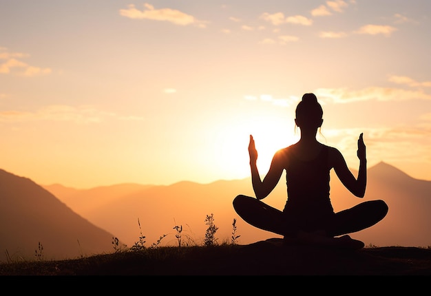 Foto di una giovane donna che fa attività di yoga