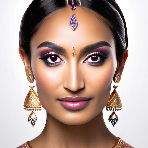 Foto di una giovane donna indiana con una pelle perfetta IA generativa