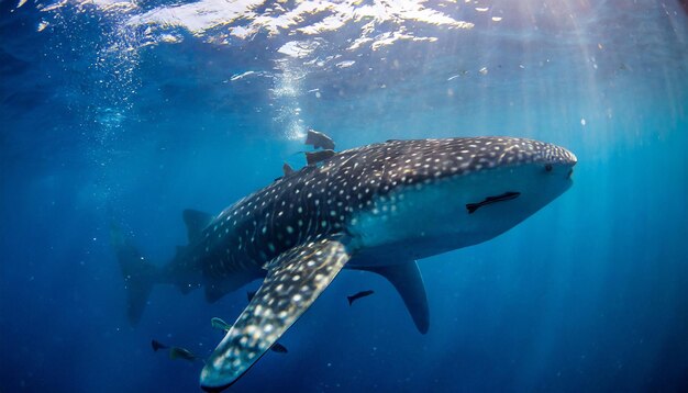 Foto di una grande balena a gobba che affonda sul fondo dell'oceano