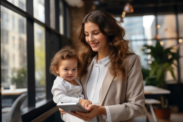 Foto di una madre che lavora