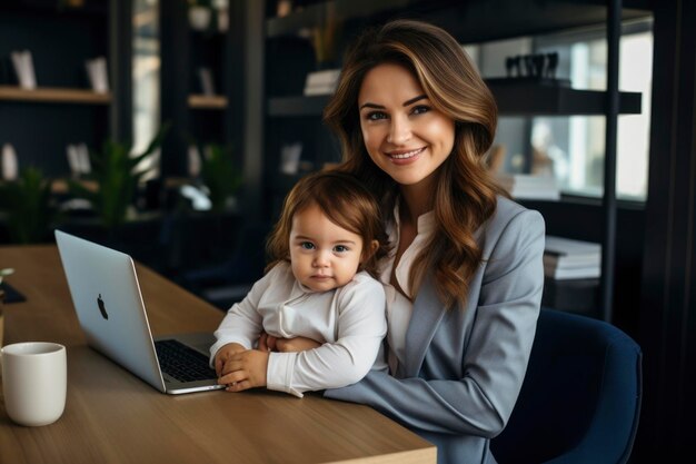 Foto di una madre che lavora