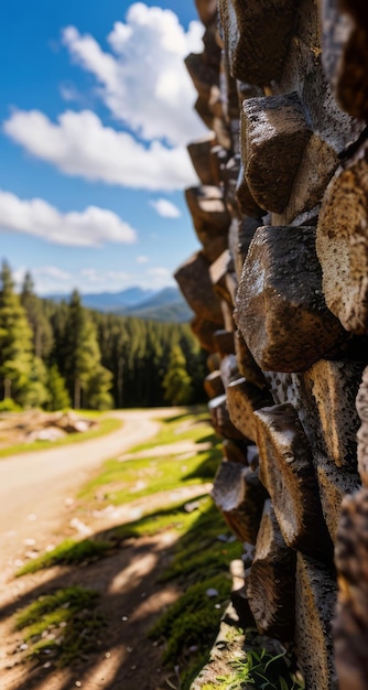 foto di una montagna e di un cielo blu con nuvole fotografia della foresta