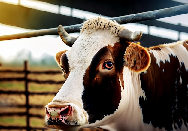 Foto di una mucca nella fattoria