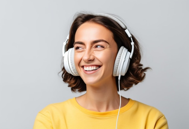 Foto di una ragazza e un ragazzo Una ragazza e un ragazzo africani ascoltano musica tramite le cuffie con un sorriso