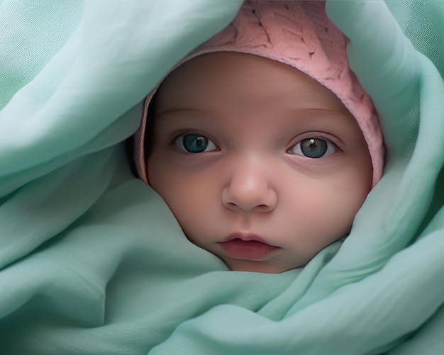 Foto di una ragazzina in una coperta