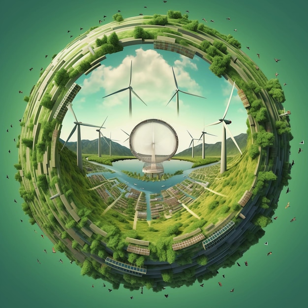 Foto di una straordinaria rappresentazione delle fonti di energia verde