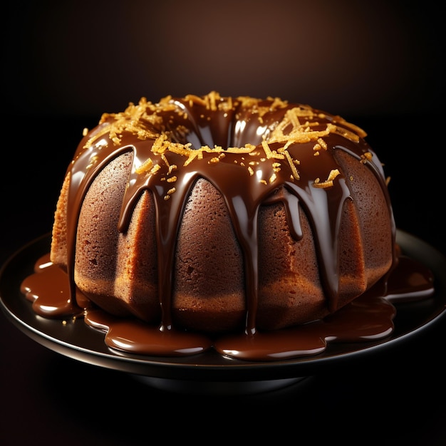 Foto di una torta al cioccolato con sopra cioccolato e noci