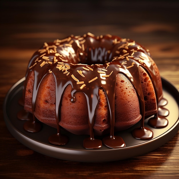 Foto di una torta al cioccolato con sopra cioccolato e noci