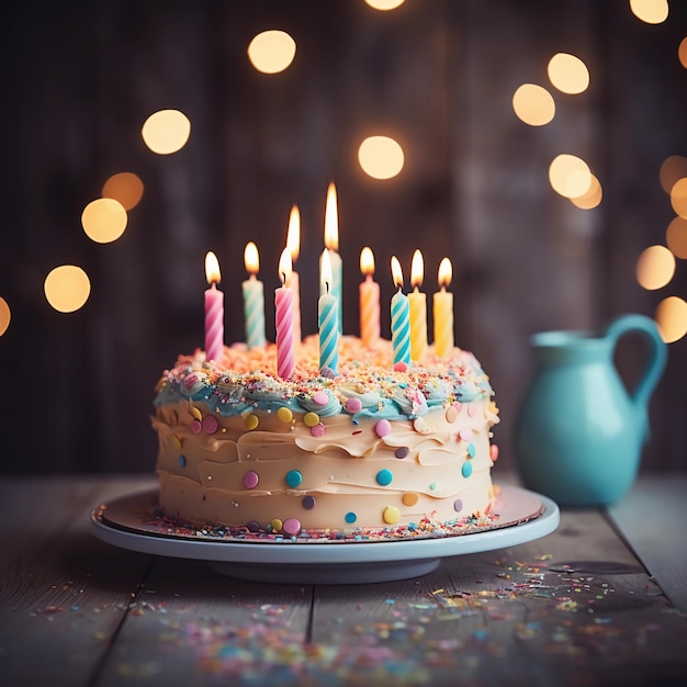 foto di una torta di compleanno con le candele