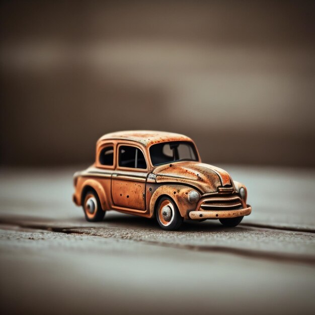 Foto di una vecchia automobile arrugginita del giocattolo