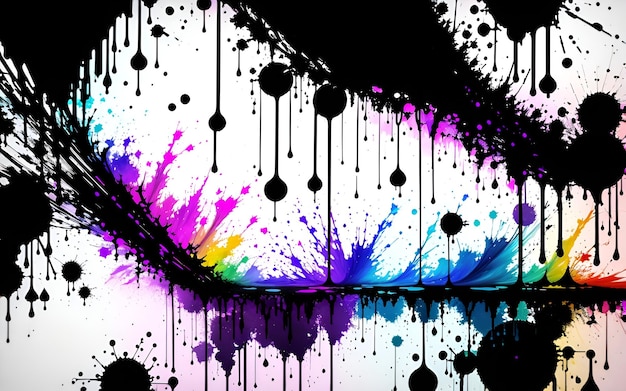 Foto di uno sfondo astratto vibrante e colorato con gocce di vernice