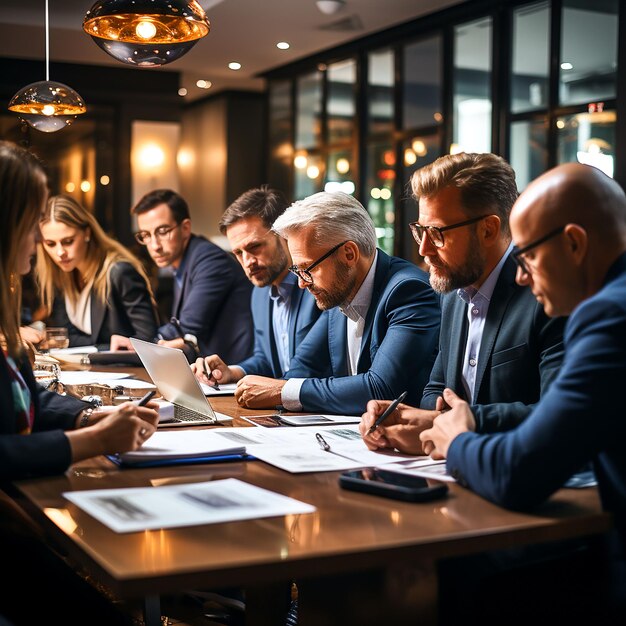 foto di uomini d'affari che lavorano insieme generata da AI