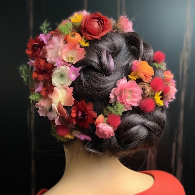 Foto di Updo intrecciato con fiori