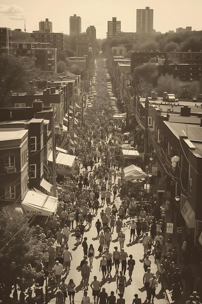 Foto di vicini che organizzano una fiera di strada in un vivace concetto di festa comunale di Toronto