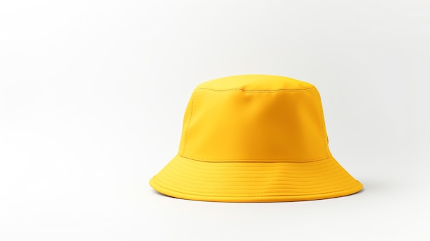 Foto di Yellow Bucket Hat isolato su sfondo bianco