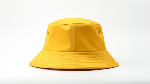 Foto di Yellow Bucket Hat isolato su sfondo bianco