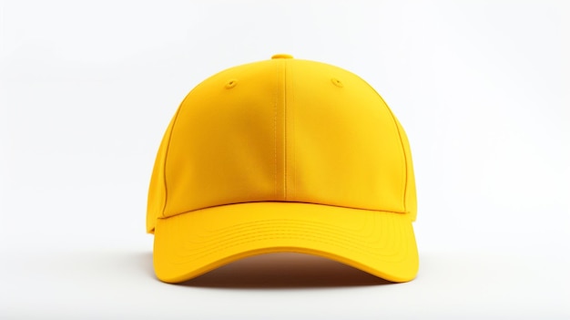 Foto di Yellow Fitted Cap isolato su sfondo bianco