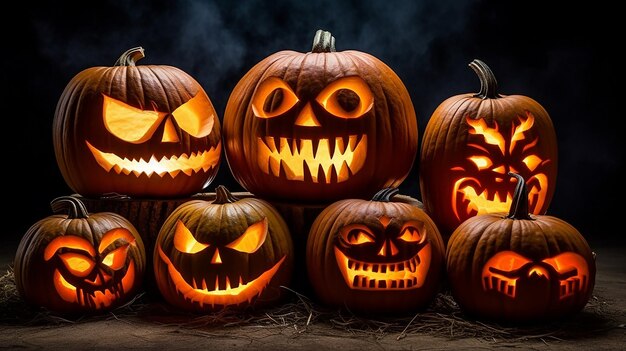 Foto di zucche spaventose di Halloween e sfondi horror di Halloween