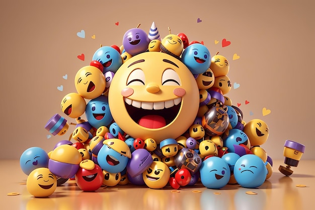Foto divertenti emoji concetto 3d illustrazione stiliad emoji emoji felici