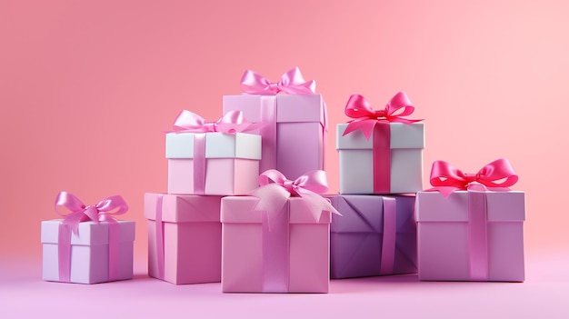 Foto divertenti scatole regalo ultra morbide isolate sul rosa
