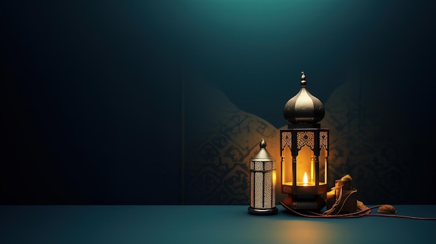 Foto eid al adha sfondo decorazione islamica con lanterna araba capra pecora crescentAI generato