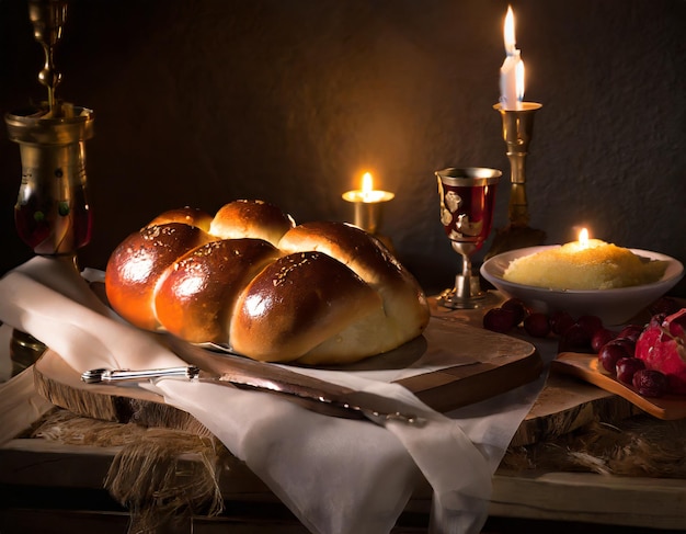 Foto estetica di pane francese con un'illuminazione bella e lussuosa