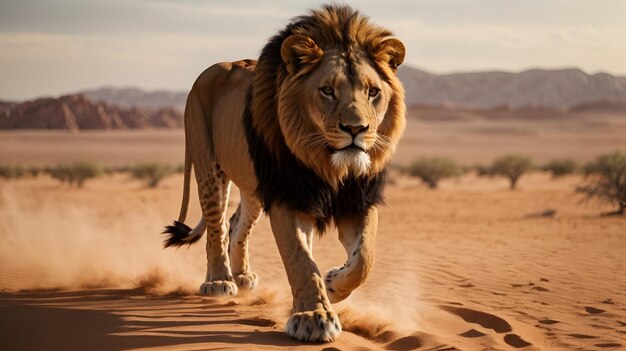 foto fauna selvatica leone nel deserto