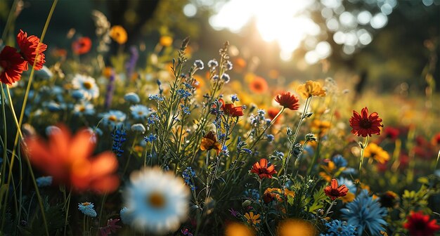 foto fiore selvatico nel prato fresco generatore di bellezza primaverile da ai