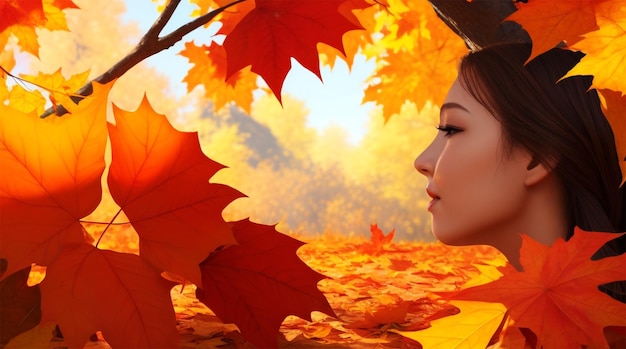 Foto foglie d'autunno cadono graziosamente dipingendo tela natura