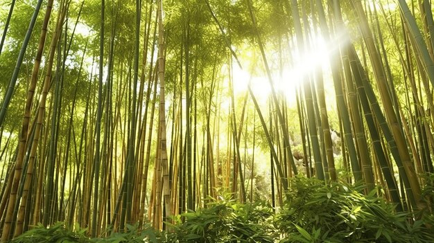 Foto foresta di bambù d'oro senza soluzione di continuità AI generativa