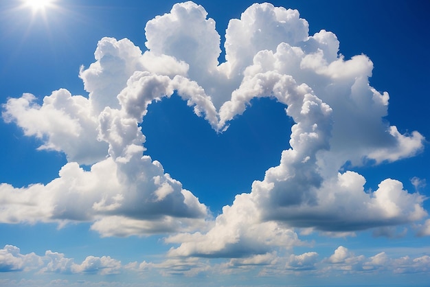 foto forme di cuori soffici nel cielo blu che simboleggiano l'amore generativo ai