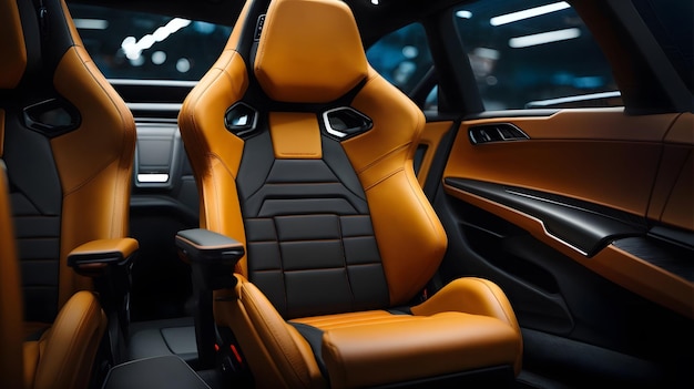 foto futuristico ed elegante sedile da corsa in pelle arancione