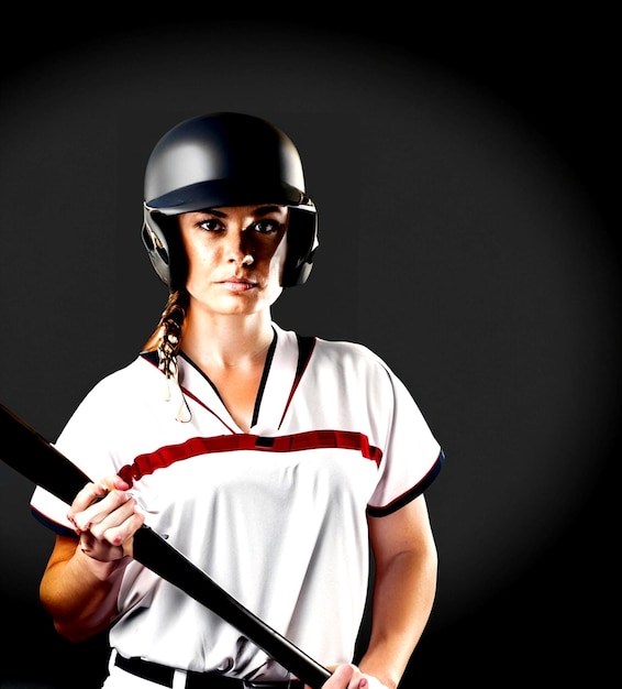 foto giocatore di baseball in posa con casco e pipistrello su sfondo nero