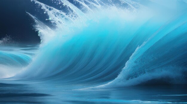 Foto grande onda sul mare blu surf e schiuma