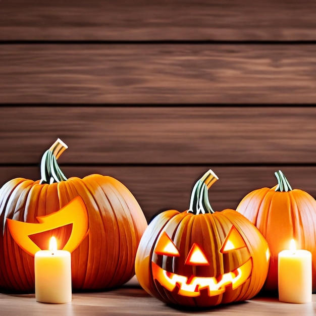 Foto gratis composizione spettrale di zucca e candele