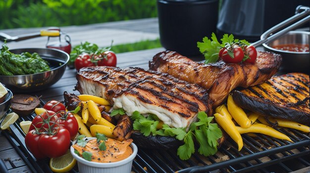 Foto gratis Deliziosi spiedini di carne barbecue su spiedini di metallo