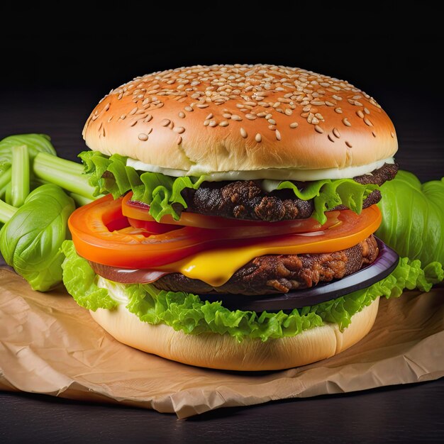 foto gratis delizioso hamburger con sul tavolo
