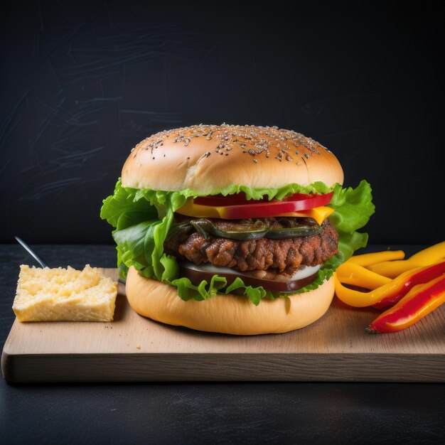 foto gratis delizioso hamburger con sul tavolo