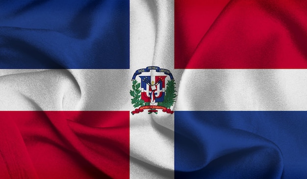 Foto gratis della bandiera della Repubblica Dominicana con la trama del tessuto